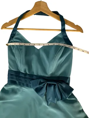 Vintage Alfred Angelo Y2K Aqua Halter Formal Dress Fairy Halloween Costume US 8 thumbnail 9