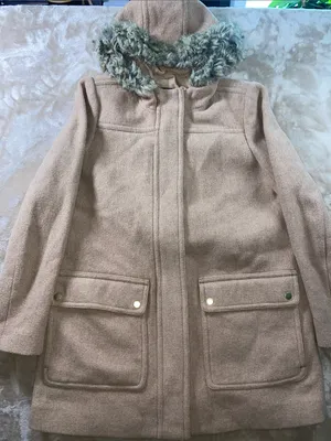J. Crew Vail Parka Camel Hooded Wool-Blend Pea Coat with Faux-Fur Trim thumbnail 3