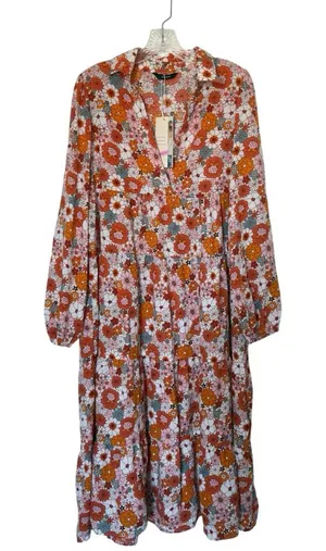 New Dokotoo Women’s Large V Neck Tiered Midi Floral Boho Dress Cottagecore thumbnail 1