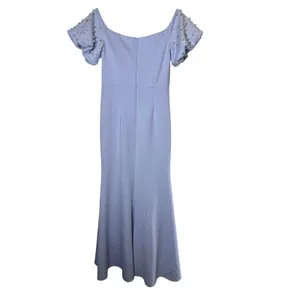 Eliza J Periwinkle Blue Embellished Puff Shoulder Maxi Dress Gown thumbnail 7