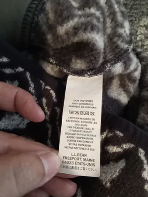 L.L.Bean & White Patterned Fleece Pullover Cabincore Gorpcore Womens L thumbnail 9