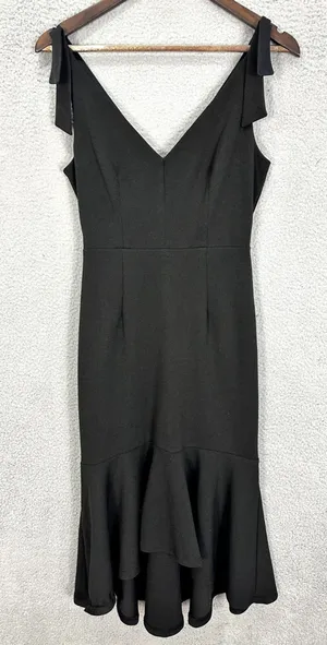 Lulus Midi Dress Womens Small Black Sleeveless Ruffle Dark Feminine Lolita‎ Boho thumbnail 1