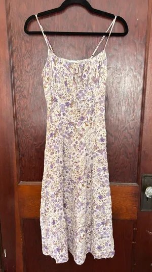 Lush Purple Floral Midi Dress thumbnail 1