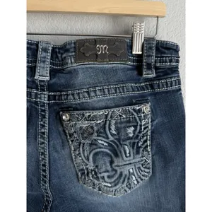Miss Me Mid Rise Easy Bootcut Jeans 30 Blue Thick Stitch Bling Western Y2K Boho thumbnail 10