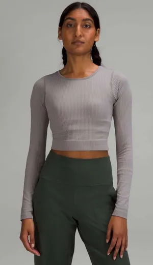 Lululemon Ebb To Street Long Sleep Crop Top Lavender Dew Size 2 thumbnail 1