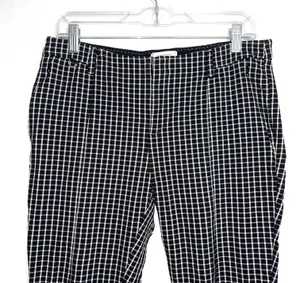 Essential Slim Black & White Plaid Print Cropped Pants thumbnail 5
