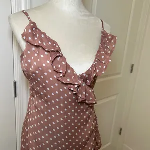 Lioness Polka Dot Ruffle Mini Wrap Dress Mauve Brown Size Medium boho classic thumbnail 2