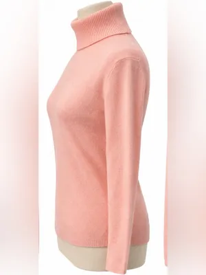 Samantha Taylor 100% Cashmere Turtleneck Sweater Pink Size Small Soft Luxury thumbnail 2