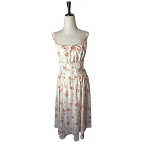 Scarlet Darkness Milkmaid‎ Dress Women Large Ivory Pink Floral Boho Cottagecore thumbnail 2