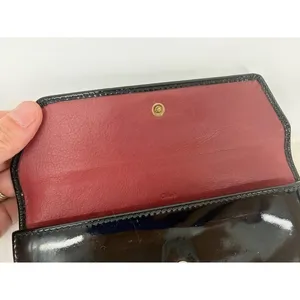 Luxury Chloé Black‎ Patent Leather Bow Continental Wallet Clutch Gold Hardware thumbnail 8