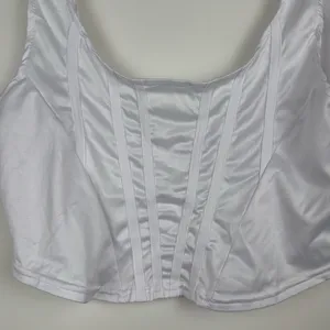 MOALLUOM White Bustier Crop Sleeveless Stretch Backless Y2k Corset Top 6-8 thumbnail 3