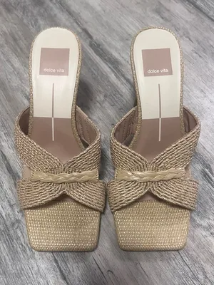Dolce Vita Natural Beige Braided Woven Slide Mules thumbnail 1