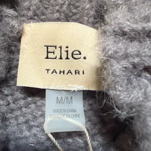 NEW Boho Elie Tahari Gray Cropped Cable Knit Mohair Blend Gray Cottage thumbnail 6