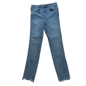 Free People We The Free Straight Leg Jeans Medium Wash Raw Hem Side Slit Size 30 thumbnail 6
