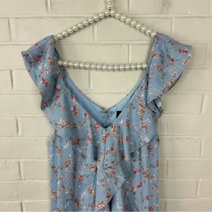 Lulus Radiant Rosa Light Blue Floral Print Ruffled Mini Dress Size M thumbnail 5