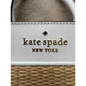 Kate Spade New York Wicker & White Leather Small Satchel Crossbody Bag thumbnail 2