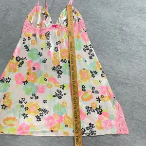 Victoria Secret M Floral Satin Lace Trim Slip Dress Lingerie Babydoll Cottage‎ thumbnail 11
