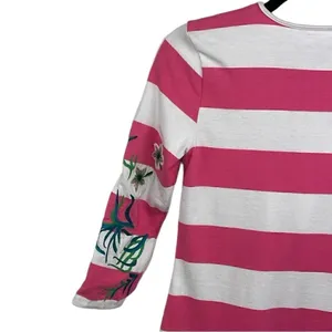 Y2K Juicy Couture Passion Pink/White Stripe Hibiscus Embroidered Dress Small thumbnail 6