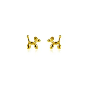 NEW Dainty Unisex Gold‎ Plated Sterling Balloon Dog Earrings, 0.7 x 0.7cm thumbnail 2