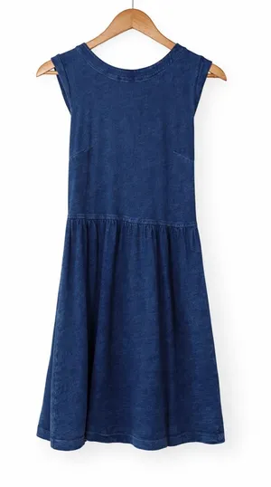 LOFT Denim Look Sleeveless Dress Blue Zip Back Lightweight Size 0 thumbnail 1
