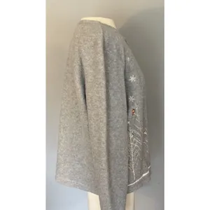 Croft & Barrow Cardigan Sz PL Full Zip Gray Cardinals Birds Holiday Winter‎ Snow thumbnail 6