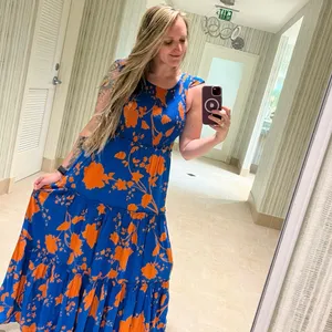 Anthropologie Abel The Label Charlie Floral Tiered Maxi Dress Blue Orange Small‎ thumbnail 15