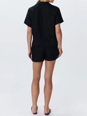 Quince Ladies 100% European Linen Shorts Black Size Medium thumbnail 3