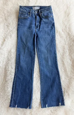 Just Black Denim Women's High Rise Raw Hem Flare Jeans Size 24 thumbnail 1