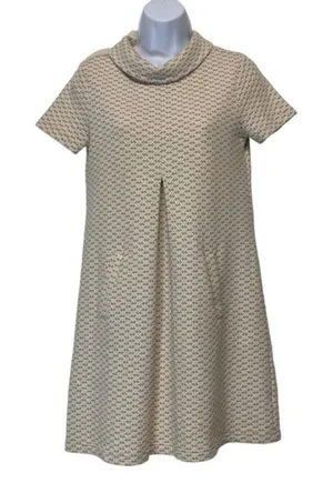 Tyler Boe Kim Dress XS Cowl Neck beige White Geometric 3/4 Sleeve Pocket Dress‎ thumbnail 1