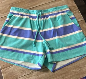 Wildfox‎ Size S Blue Striped Pull-On Sweat Lounge Shorts Women's thumbnail 1