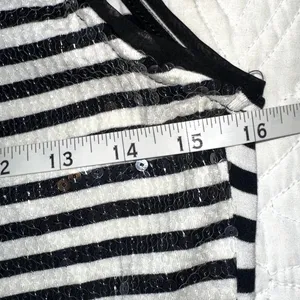 White House Black Market Womens Size Medium Black White Sequin Strip Tank Top thumbnail 6