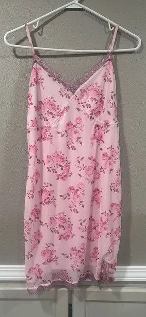 Wild Fable Floral Pink Lace Trim Slip Dress thumbnail 1