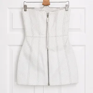 Retrofête Amberly Leather‎ Dress in Optic White Size M NWT Snakeskin Mini Lace thumbnail 7