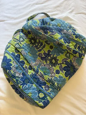 Vera Bradley XL Duffel Travel Bag Retired Daisy Doodle Print Blue Green Flowers thumbnail 6