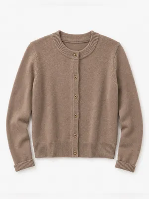 SUUKSESS Women S Camel Cashmere Blend Cardigan Sweater Gold Buttons Quiet Luxury thumbnail 7