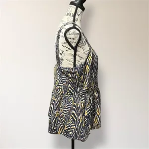 Anthropologie‎ Jaime L Zebra Animal Print Peplum Tank Top Black Tan Sweetheart thumbnail 3