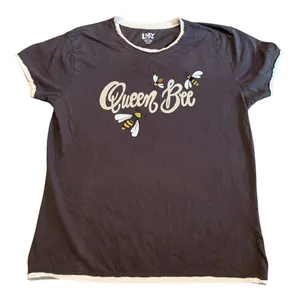 Lazy One Pajama Set Women‎ Size M Gray Queen Bee Graphic Floral Cotton Sleepwear thumbnail 3