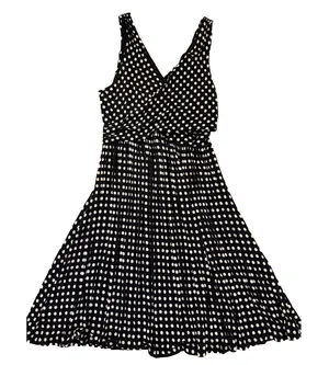 Ann Taylor LOFT Womens S Black White Polka Dot Fit Flare Dress Sleeveless thumbnail 1