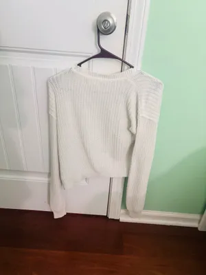 Aeropostale White Cropped Knit Cardigan thumbnail 2