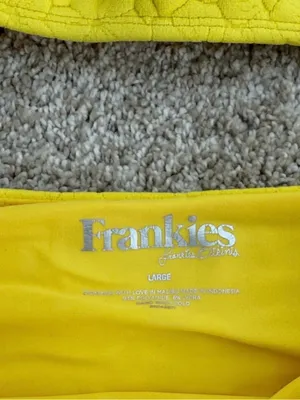 Frankie's Bikinis Textured Bandeau Bikini Set in Yellow thumbnail 3