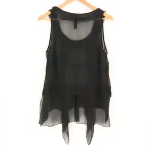 Sheer Layered Tank Top Womens Size M Black Gothic Whimsigoth Witchy Asymmetric thumbnail 2