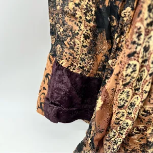 Faded Glory Brown and Gold Patterned Hoodie Tunic Blouse/Mini Dress Size S (4-6) thumbnail 6