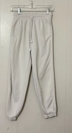 TNA Aritzia Cozy Fleece Jogger Sweatpants Womens XXS Ivory Cream High Rise thumbnail 1