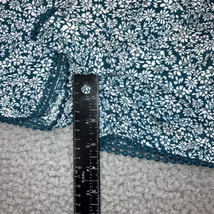 Blue Rain Shorts Romper Women M Teal Floral Bell Sleeve Crochet Boho Cottage‎ thumbnail 10