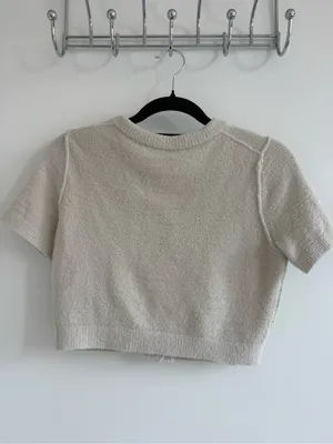 Aritzia Wilfred Free Short Button-Front Women's Sweater Cropped Cardigan - Cream thumbnail 5