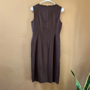 Talbots Marrotto Brown 99% Wool Sleeveless Wrap Front Sheath Dress 2 NEW thumbnail 3