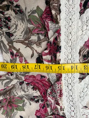 Entro Women's Sz L Floral Lace Boho Cream Pink Bell Sleeve Top thumbnail 7