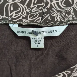 Diane von Furstenberg DVF Enola Brown Patterned V Neck Sleeveless Midi Dress 8 thumbnail 6