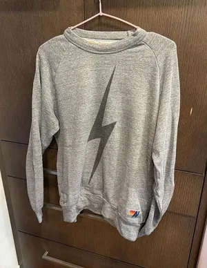 Aviator Nation Bolt Crewneck Sweatshirt gray lightning bolt women's small thumbnail 1