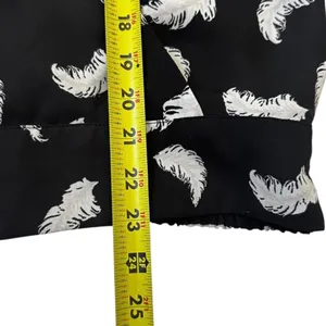 White House Black Market Feather Print Surplice Blouse Black White Sz XL | 0134 thumbnail 4